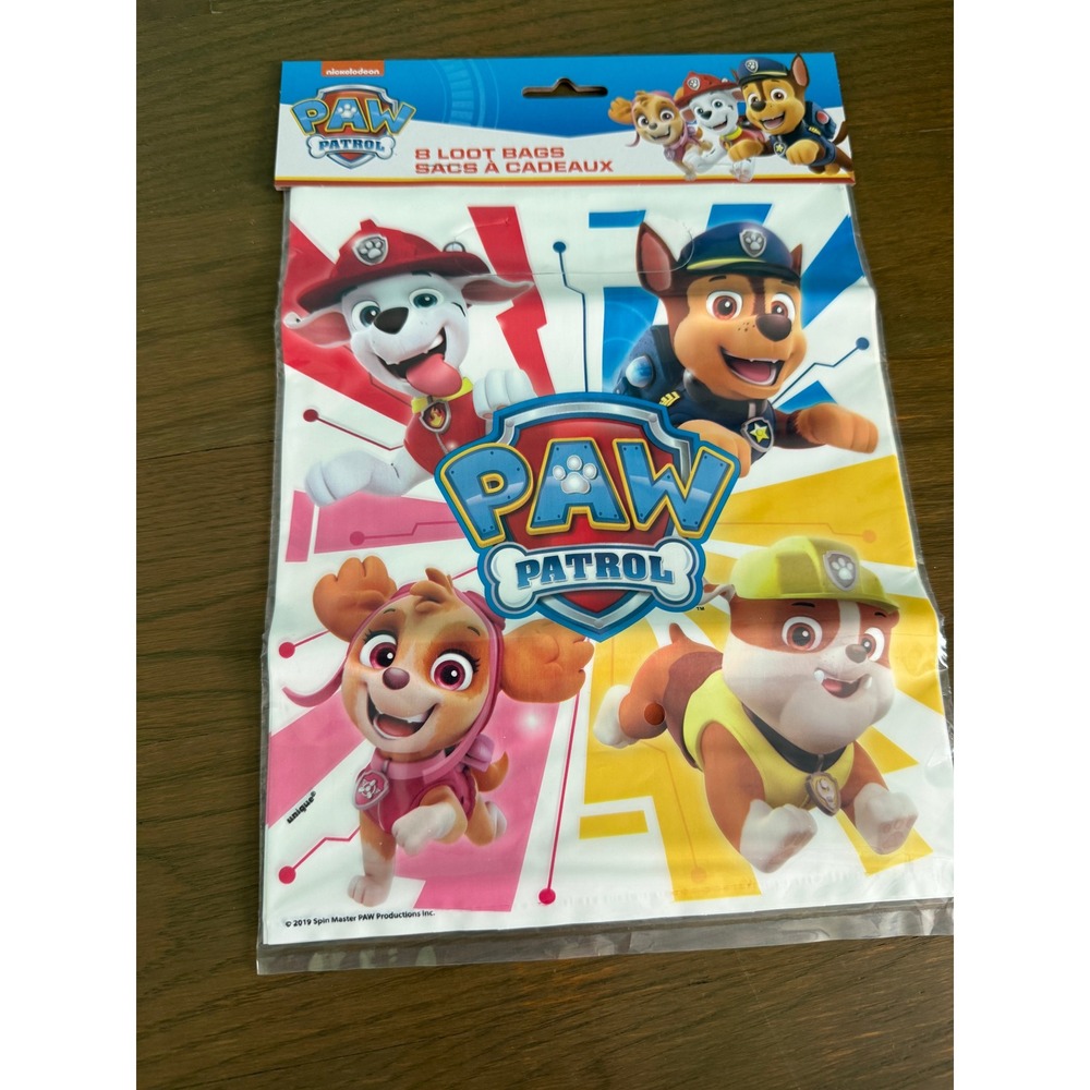 Paw Patrol 8 Pack Loot Bags Party Favors Unique Industries NEW